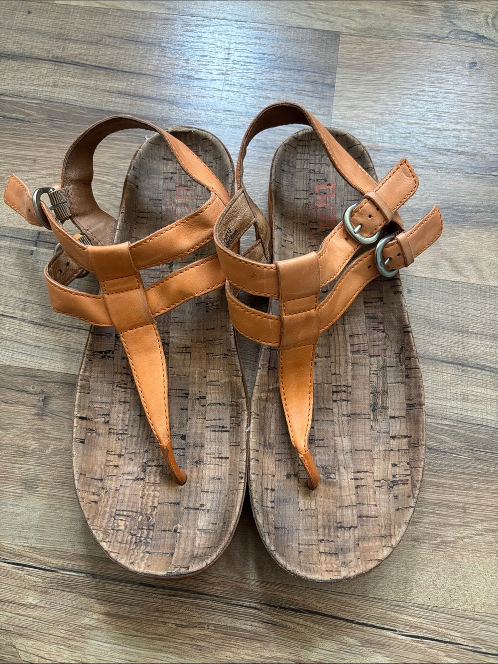 Born Orange Leather Buckle Sandals